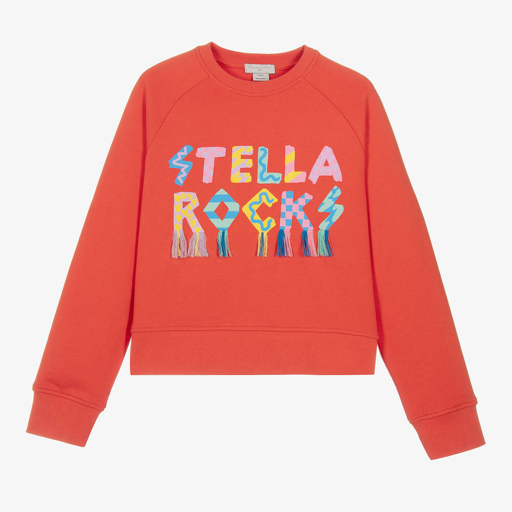 Stella McCartney Kids - سويتشيرت قطن عضوي لون أحمر للمراهقات | Childrensalon
