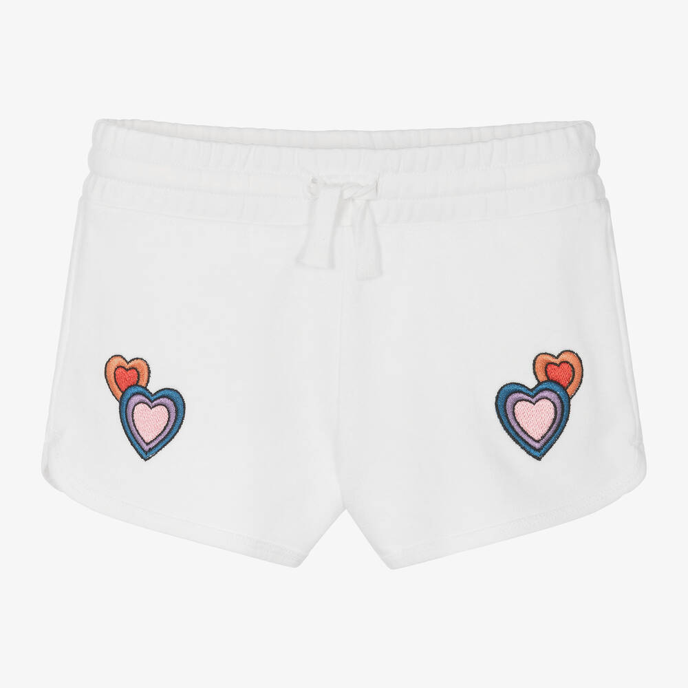 Stella McCartney Kids - Teen Girls White Cotton Hearts Shorts | Childrensalon
