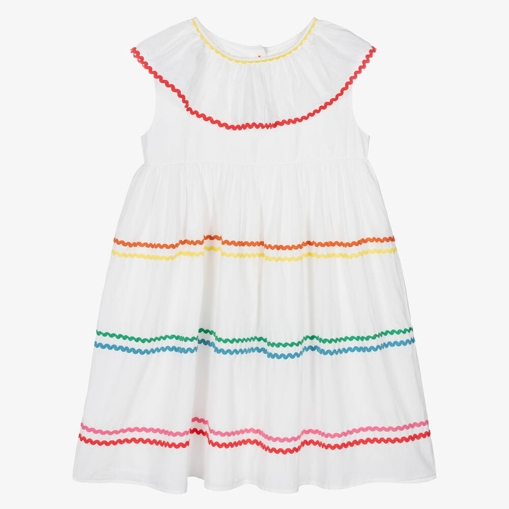 Stella McCartney Kids - Teen Girls White Cotton Striped Dress | Childrensalon