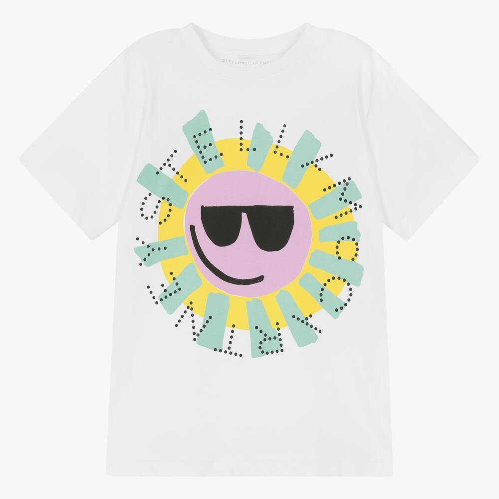 Stella McCartney Kids - Белая хлопковая футболка для девочек-подростков | Childrensalon