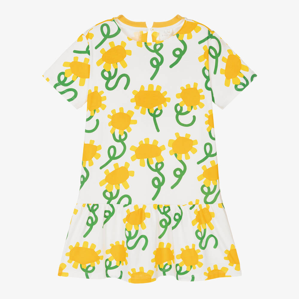 Stella McCartney Kids floral-print short-sleeved blouse - White