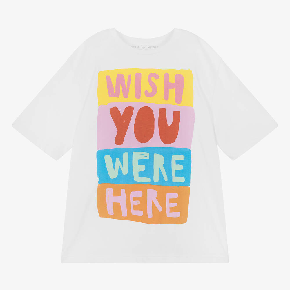 Stella McCartney Kids - Teen Girls White Graphic Cotton T-Shirt | Childrensalon