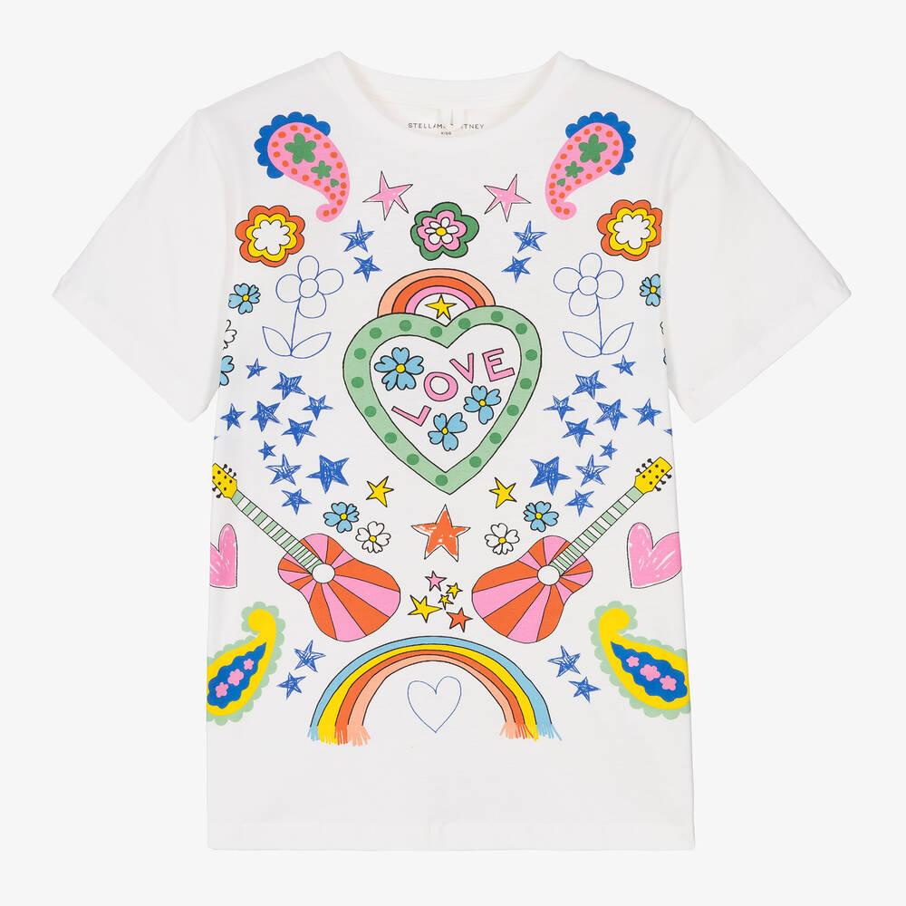 Stella McCartney Kids - T-shirt blanc à motif ado fille | Childrensalon