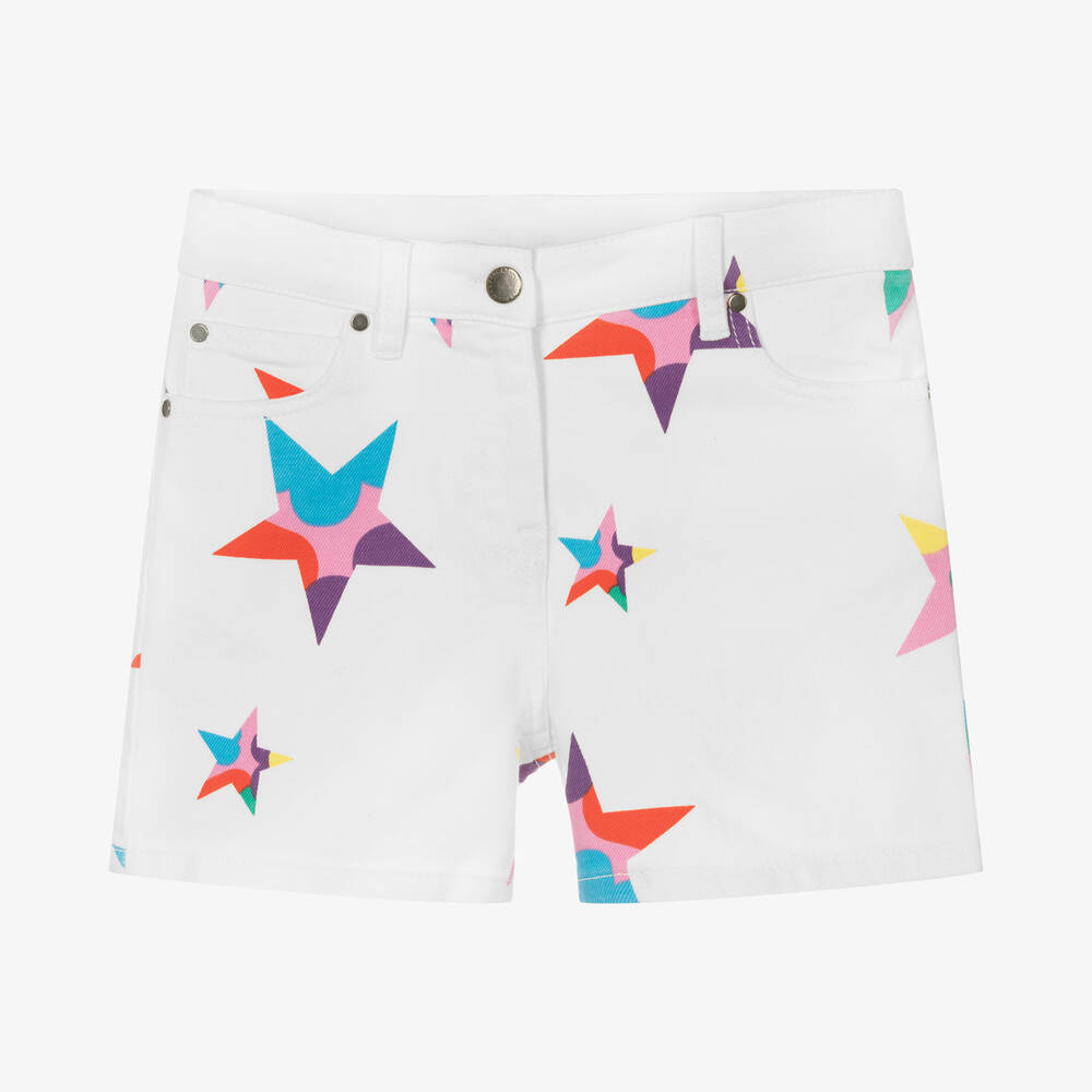 Stella Mccartney Kids Teen Girls White Star Print Denim Shorts