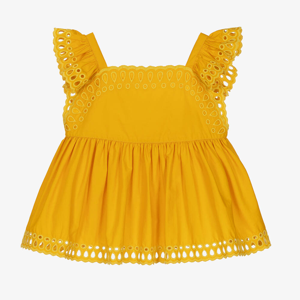 Shop Stella Mccartney Kids Teen Girls Yellow Cotton Blouse
