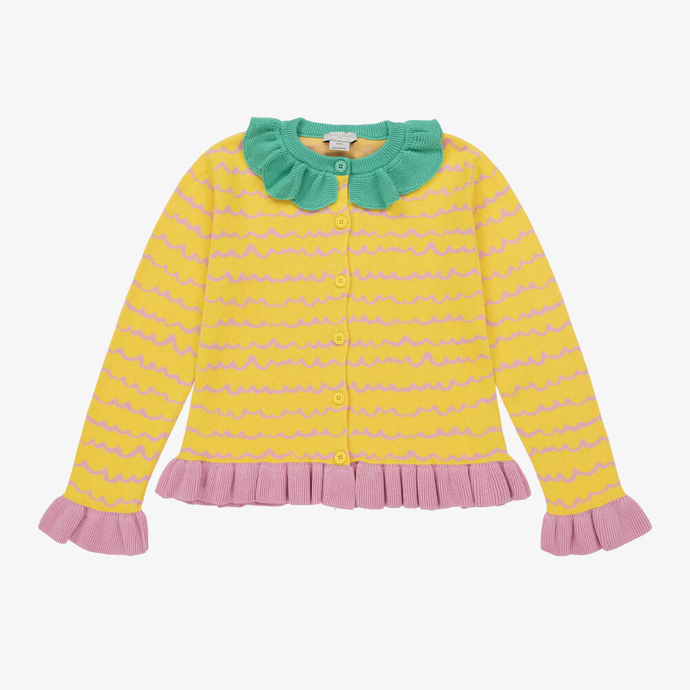 Shop Stella Mccartney Kids Teen Girls Yellow Pineapple Knit Cardigan