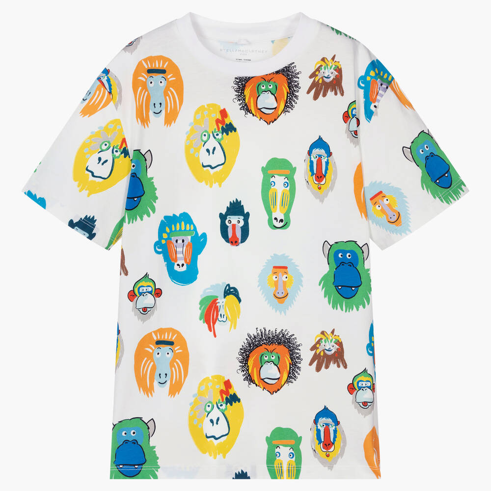 Stella McCartney Kids - T-shirt blanc imprimé en coton ado | Childrensalon