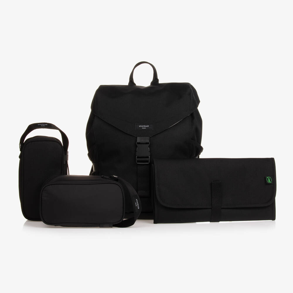 Storksak - حقيبة ظهر لمستلزمات الأطفال لون أسود (34 سم) | Childrensalon