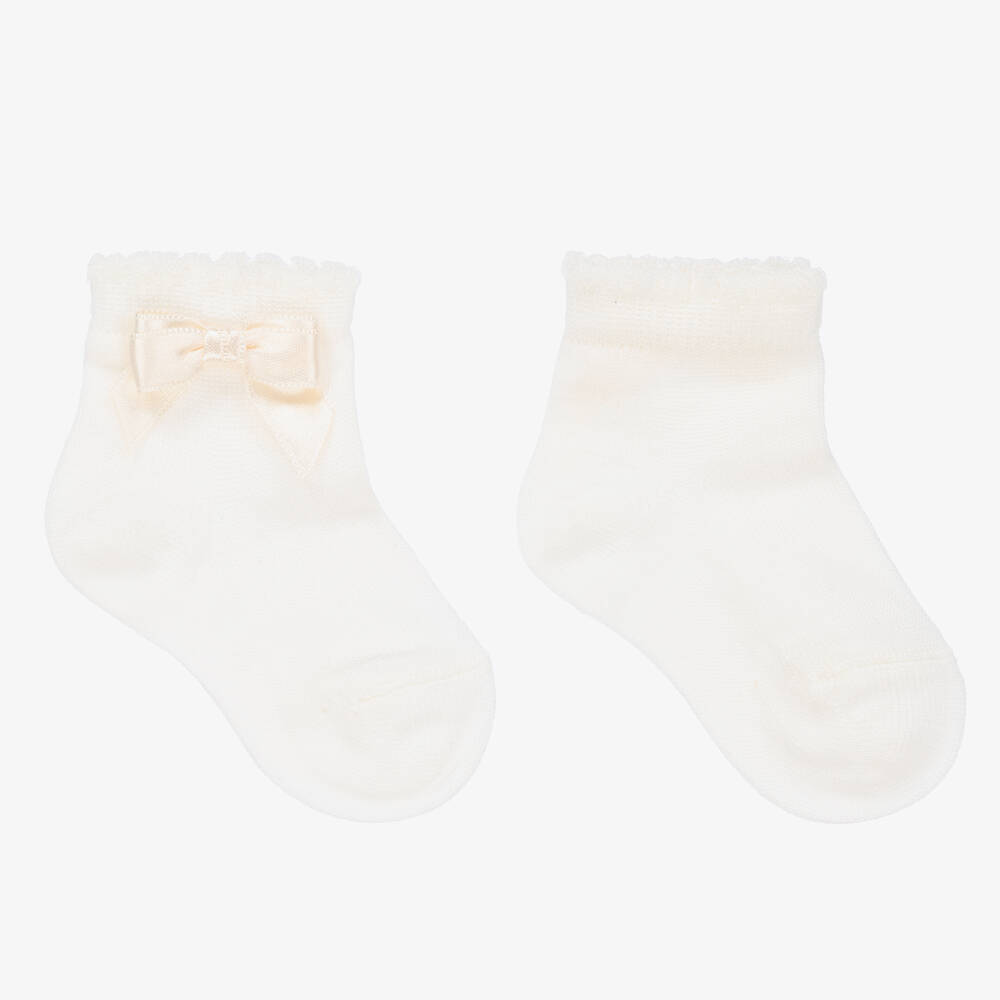 Story Loris - Кремовые носки с бантиками для малышек | Childrensalon
