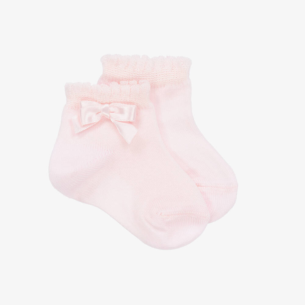 Story Loris - Pastellrosa Socken mit Schleife für Babys (M) | Childrensalon