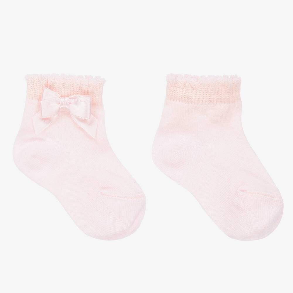 Story Loris - Baby Girls Pale Pink Bow Socks | Childrensalon