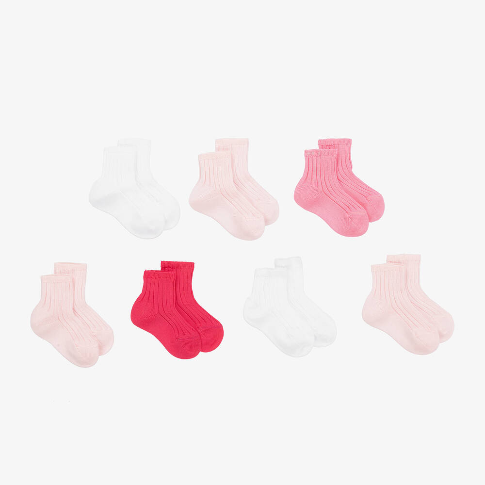 Story Loris - Baby Pink Socks Set (7 Pack) | Childrensalon