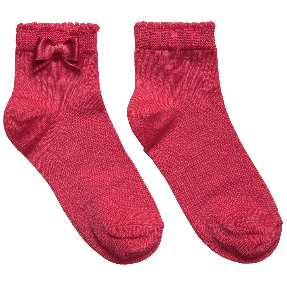 Story Loris Babies' Girls Dark Pink Socks With Bow