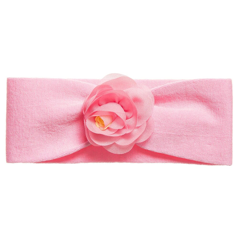 Story Loris Babies' Girls Pink Cotton Jersey Headband With Flower