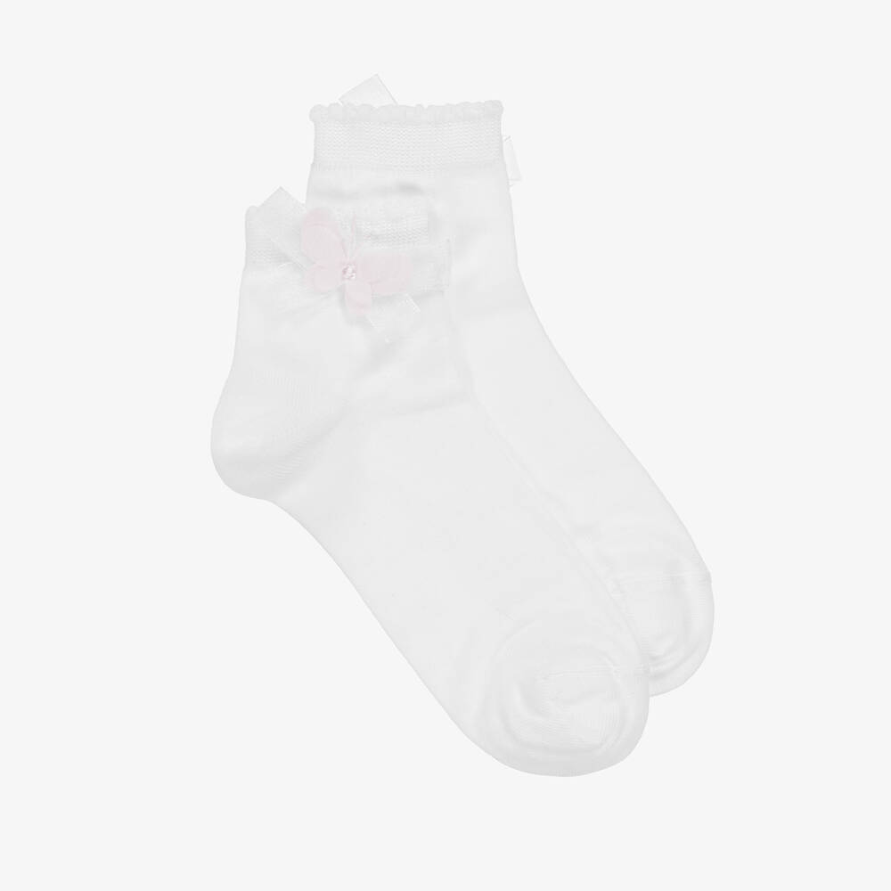 Story Loris - Белые хлопковые носки с бабочкой для девочек | Childrensalon
