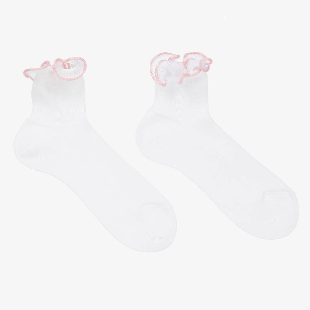 Story Loris - Белые носки с розовыми рюшами для девочек | Childrensalon