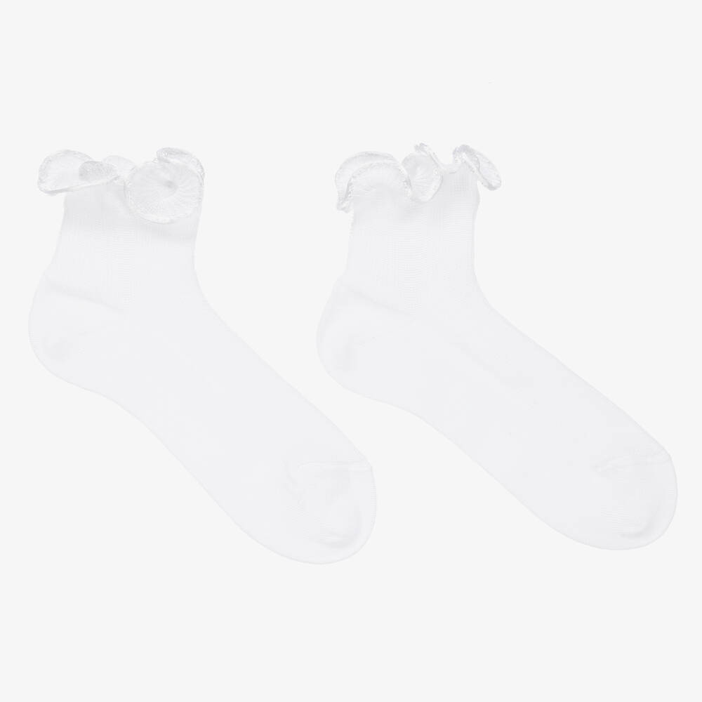 Story Loris - Girls White Ruffle Socks | Childrensalon