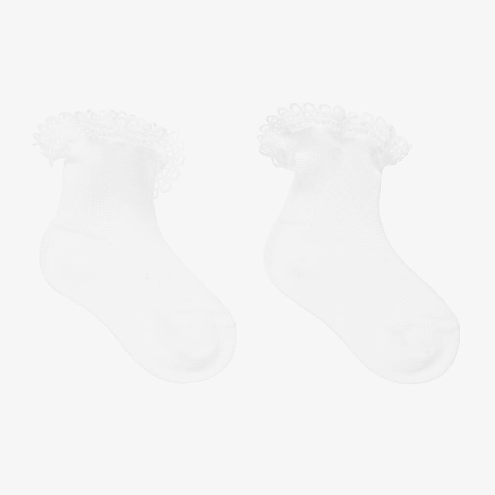 Story Loris - Chaussettes blanches en coton et dentelle Bébé  | Childrensalon