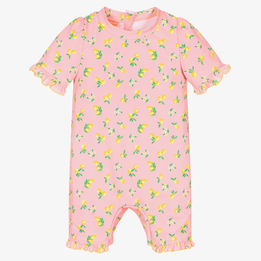 Sunuva - Baby Girls Pink & Yellow Lemon Sun Suit | Childrensalon