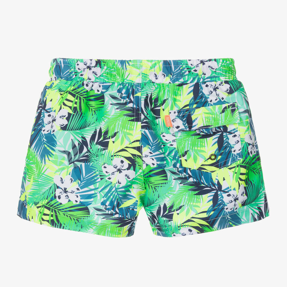 Sunuva - Boys Green Jungle Leaf Swim Shorts | Childrensalon