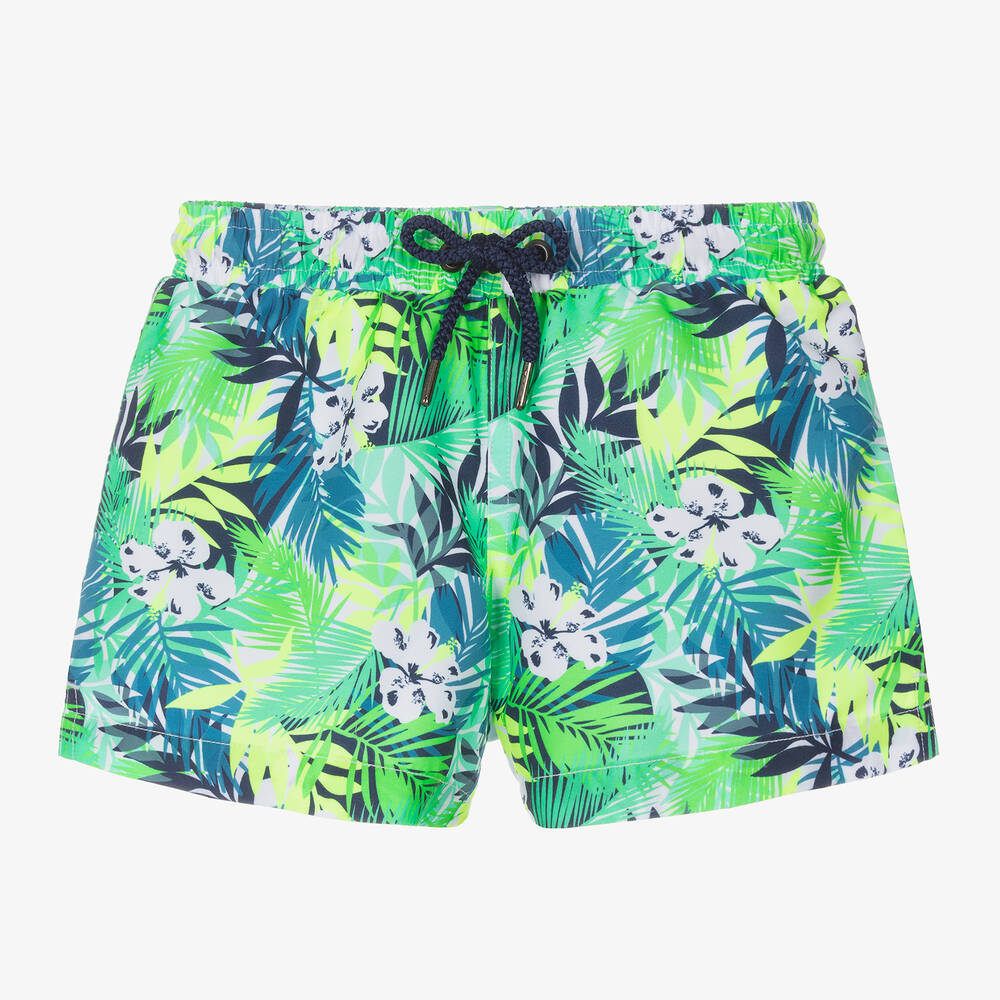 Sunuva - Boys Green Jungle Leaf Swim Shorts | Childrensalon