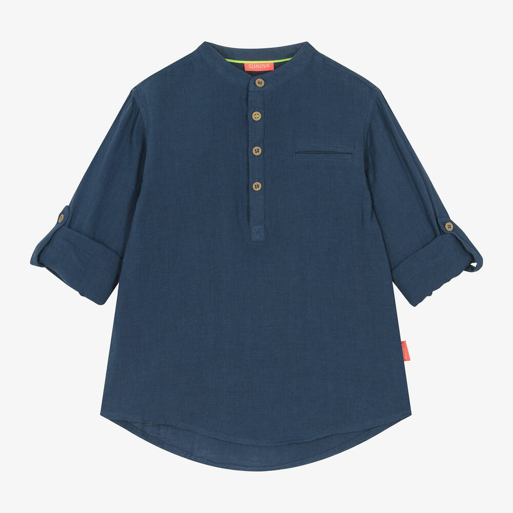 Sunuva - Chemise bleue en coton garçon | Childrensalon