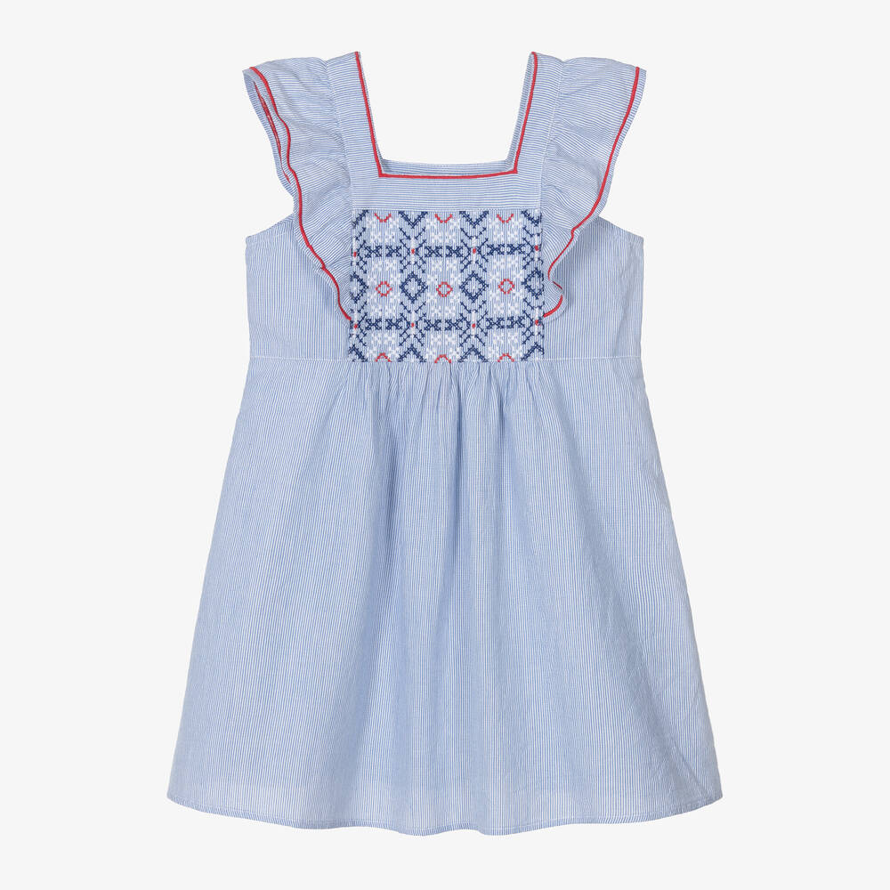 Sunuva - Girls Blue Stripe Cotton Dress | Childrensalon