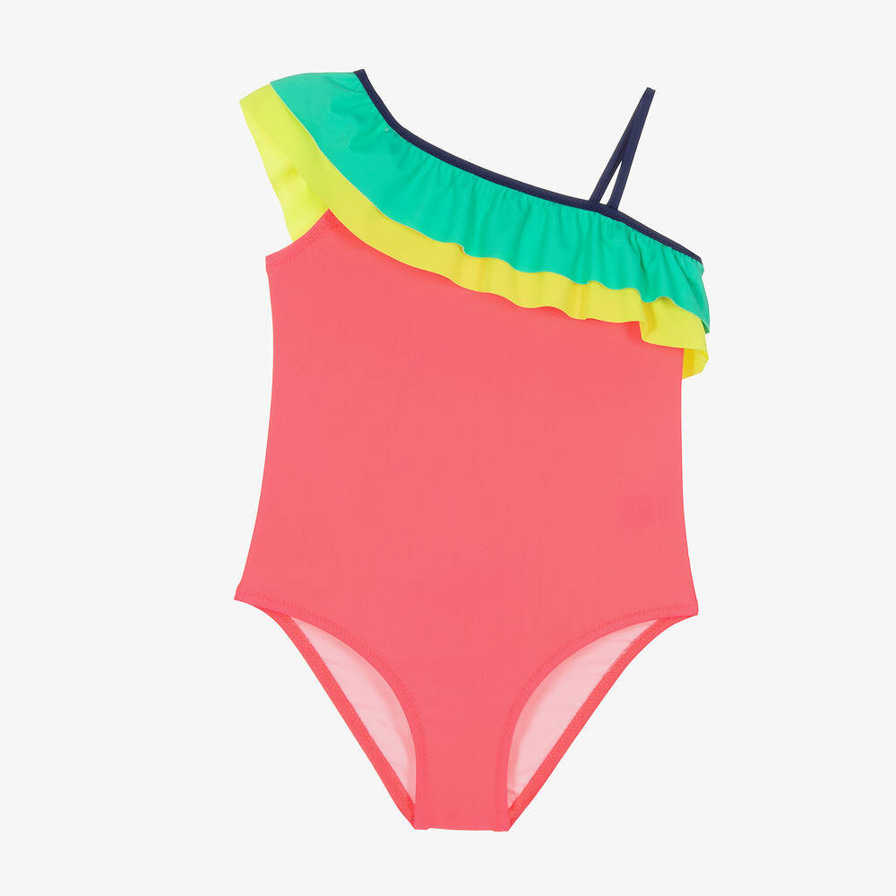 Sunuva Kids' Girls Neon Pink Ruffle Swimsuit