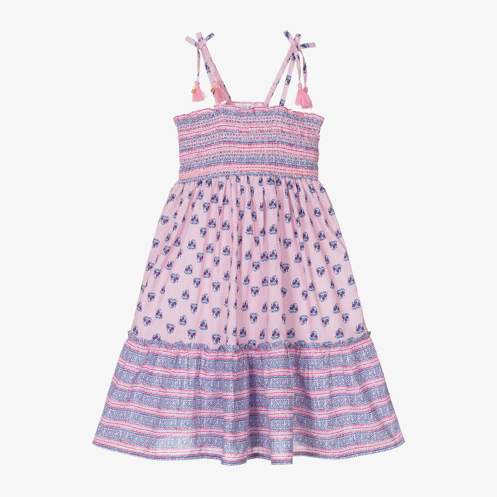 Shop Sunuva Girls Pink & Blue Cotton Dress