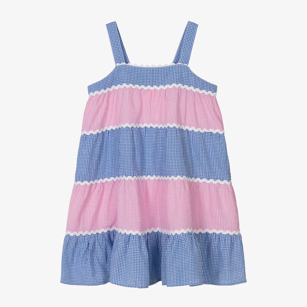 Sunuva - Girls Pink & Blue Gingham Dress | Childrensalon