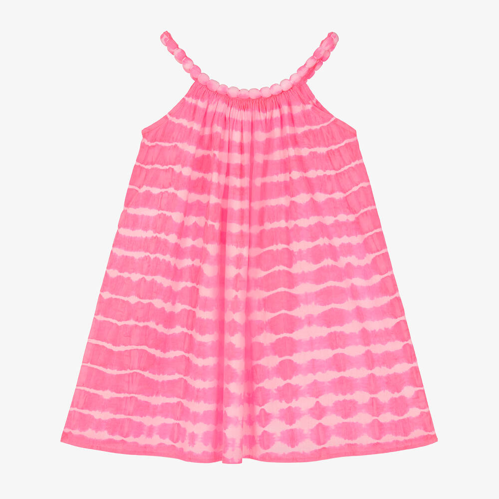 Sunuva Babies' Girls Pink Cotton Tie-dye Dress