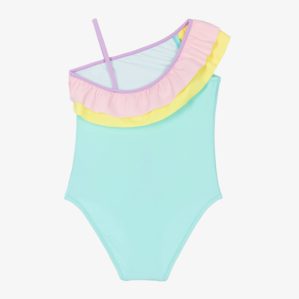 Sunuva - Girls Turquoise Blue Ruffle Swimsuit | Childrensalon