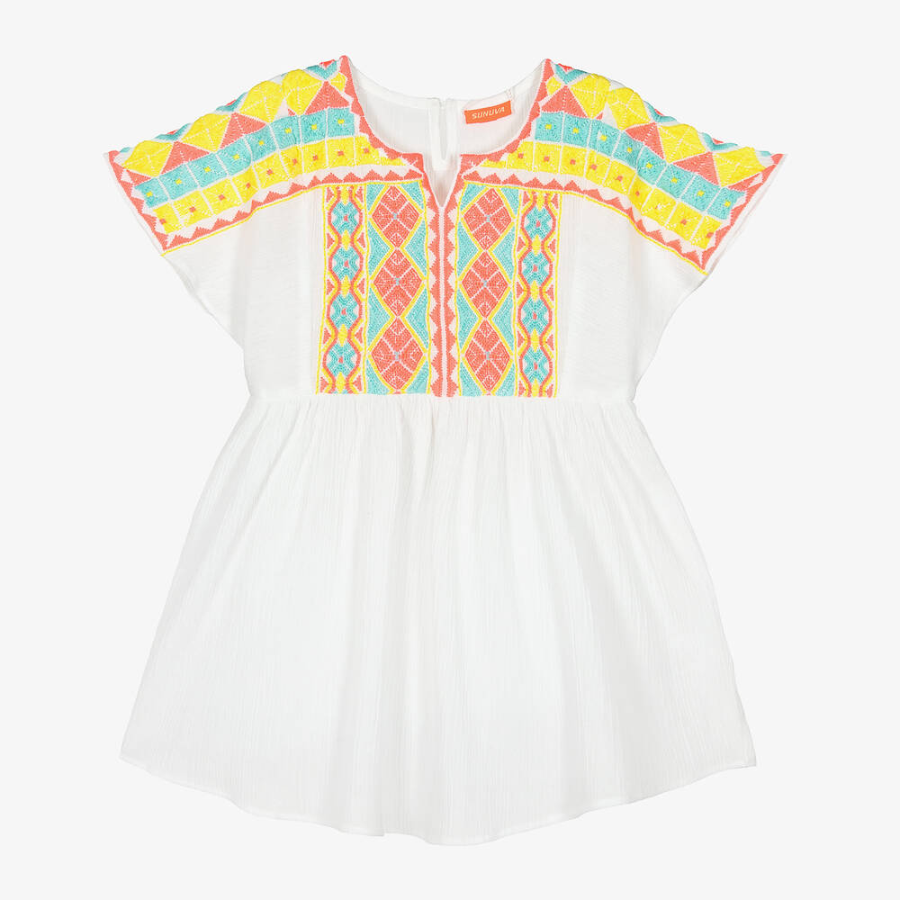 Sunuva - Girls White Embroidered Beach Dress | Childrensalon