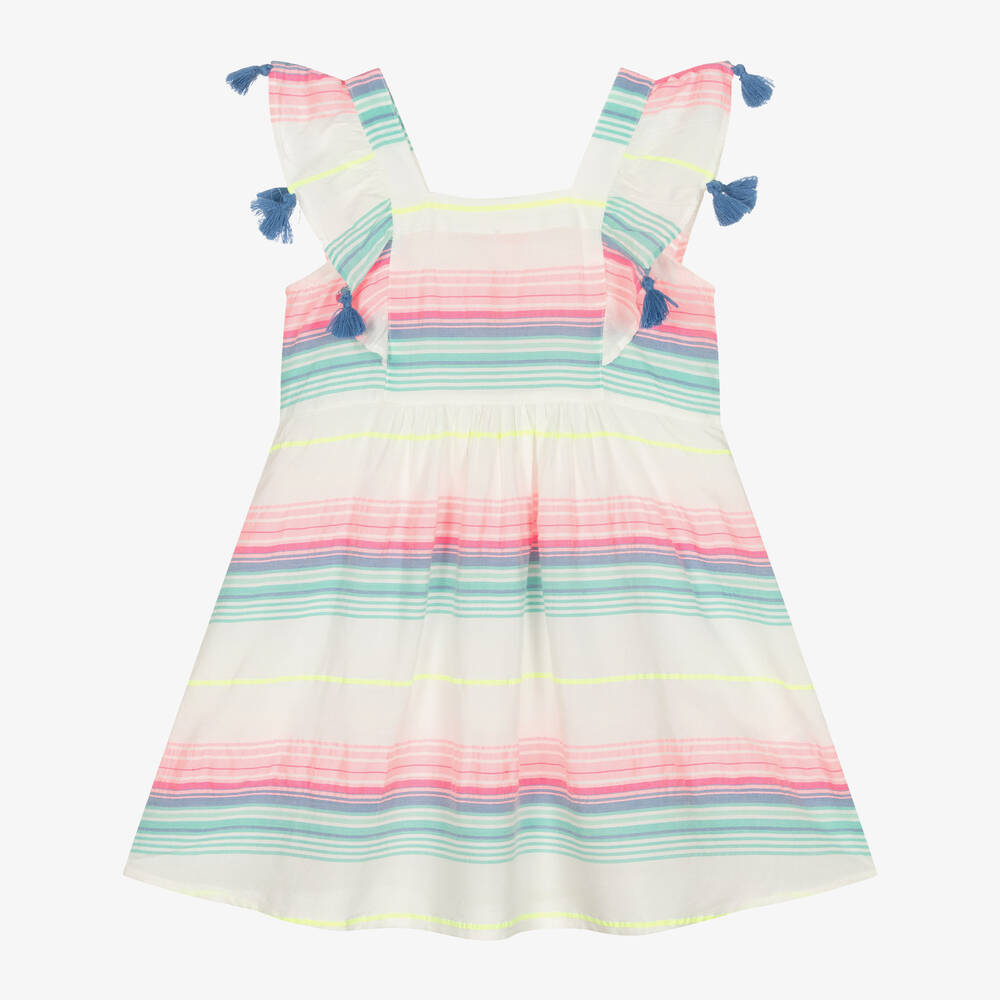 Sunuva - Girls White & Pink Striped Dress | Childrensalon
