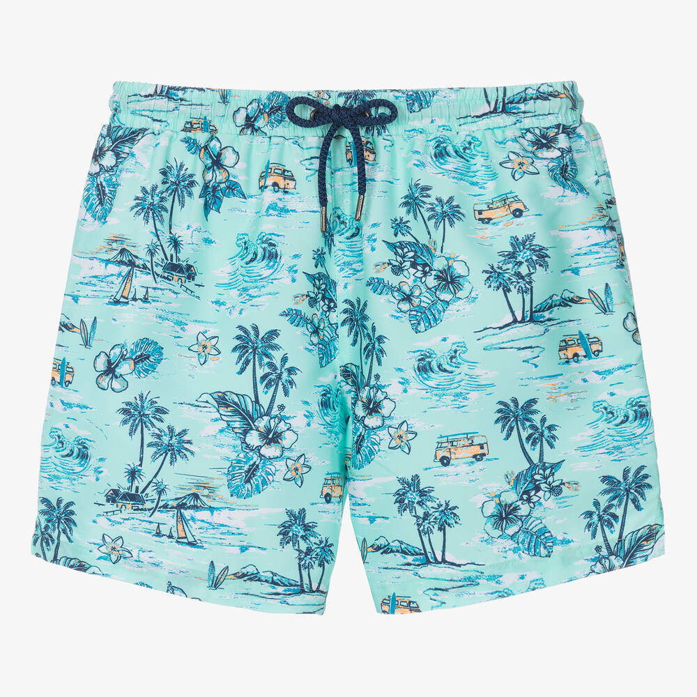 Sunuva - Teen Boys Blue Tropical-Print Swim Shorts | Childrensalon