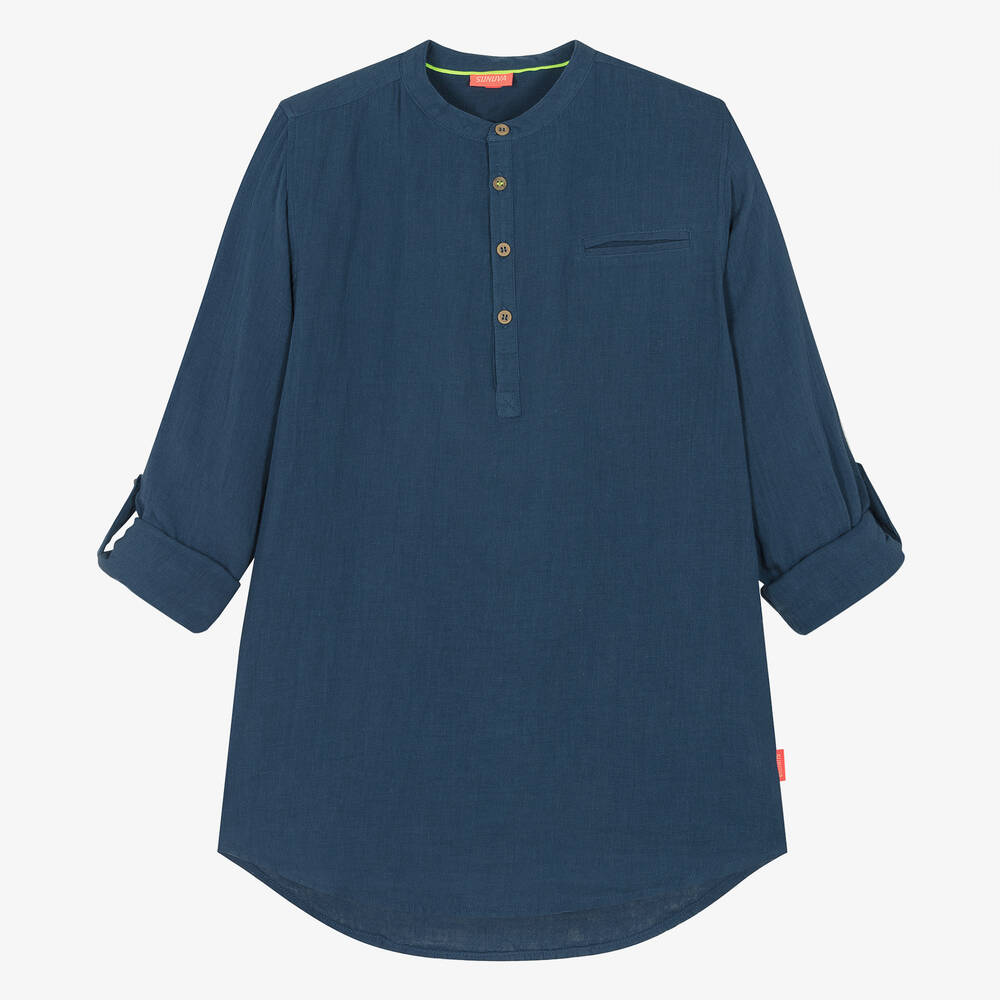 Sunuva Teen Boys Navy Blue Cotton Shirt