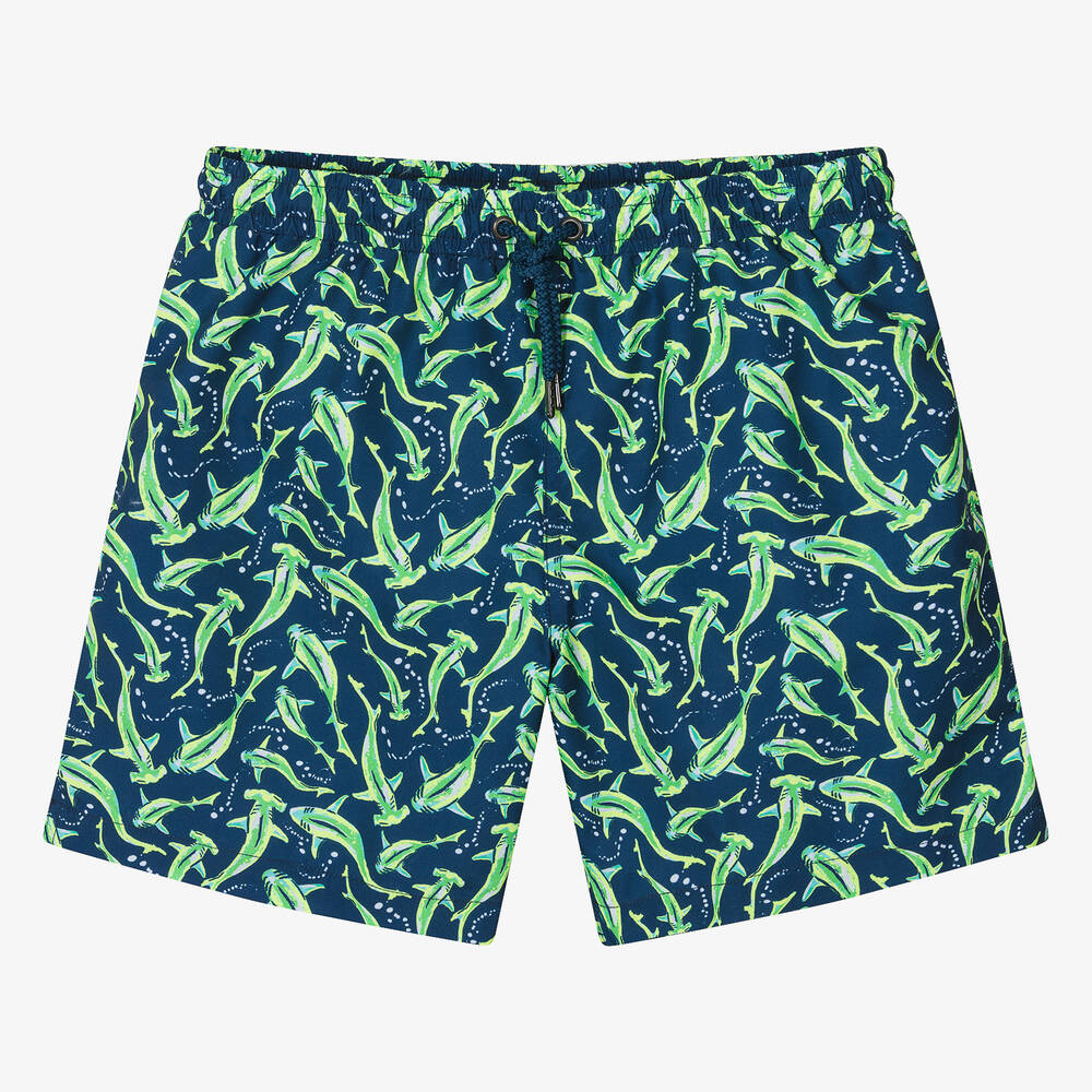 Sunuva - Teen Boys Navy Blue Shark Swim Shorts | Childrensalon