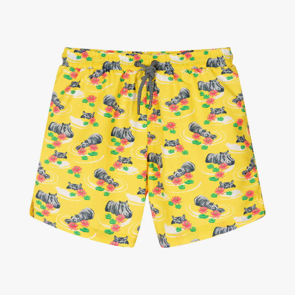 Sunuva - Teen Boys Yellow Hippo Swim Shorts | Childrensalon