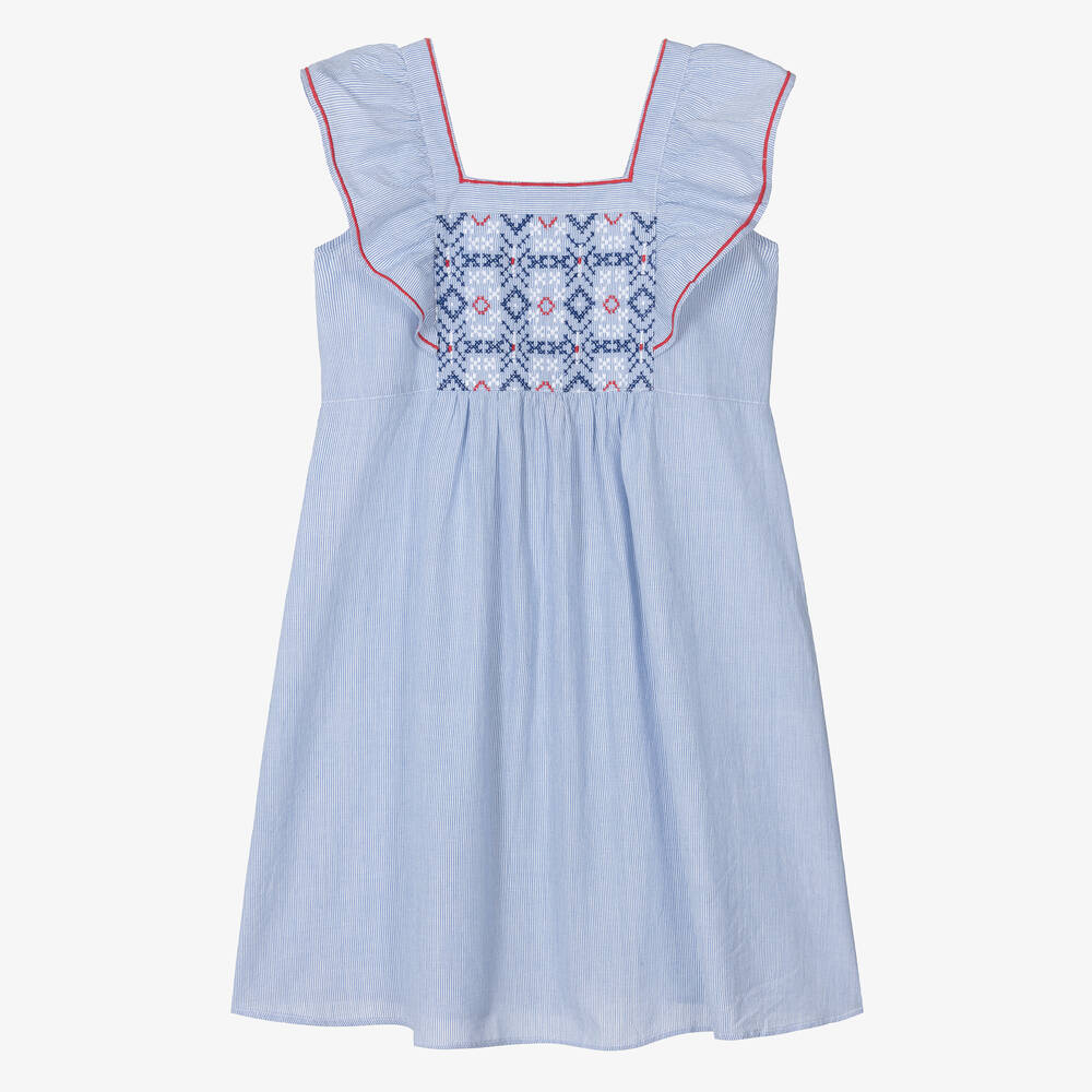 Sunuva - Teen Girls Blue Stripe Cotton Dress | Childrensalon