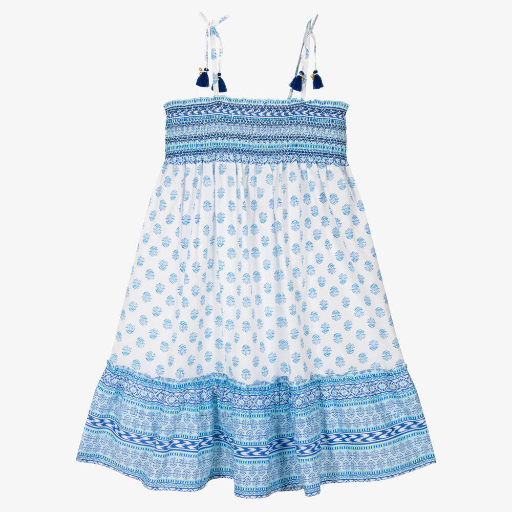 Sunuva - Teen Girls Blue & White Poplin Dress | Childrensalon