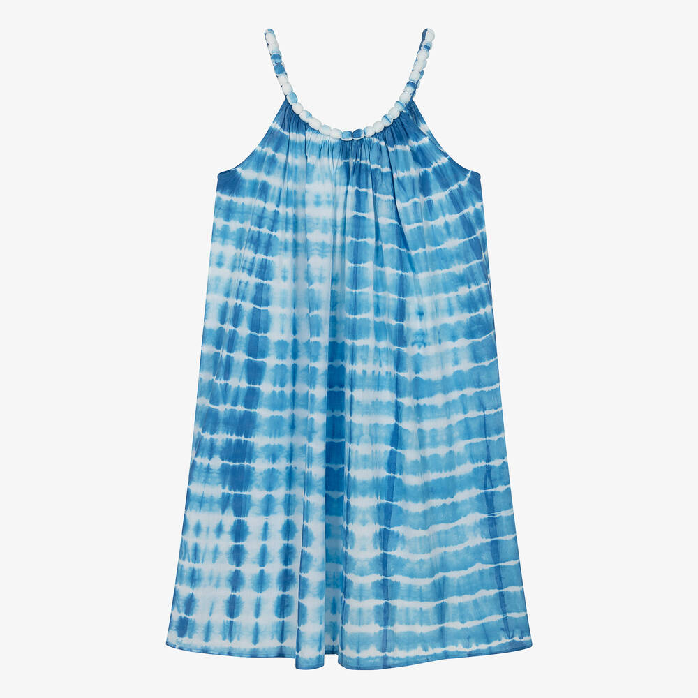 Sunuva - فستان قطن لون أبيض وأزرق للمراهقات | Childrensalon