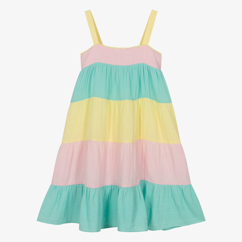 Sunuva - Teen Girls Pastel Pink & Green Cotton Dress | Childrensalon