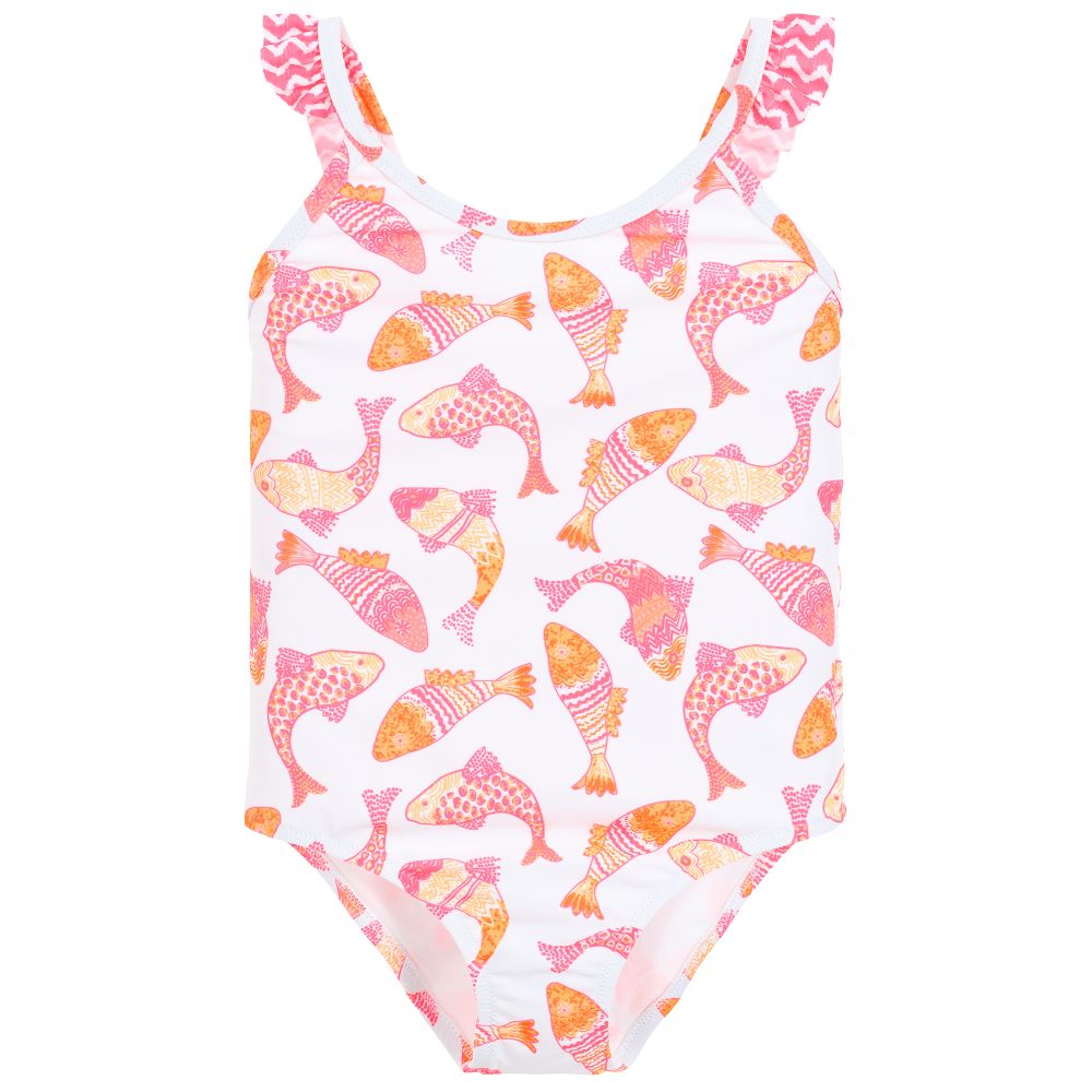 Sunuva - White & Pink Swimsuit (UPF50+) | Childrensalon