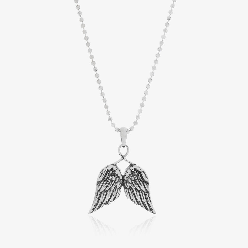 Tales From The Earth-Girls Silver Angel Wings Pendant Necklace (40cm) | Childrensalon