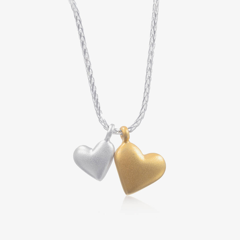 Tales From The Earth-Silver & Gold Heart Necklace (45cm) | Childrensalon