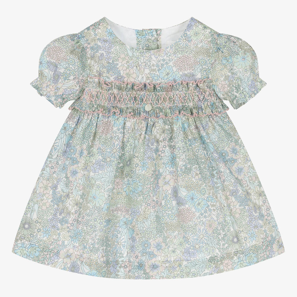 Tartine et Chocolat - Baby Girls Blue Liberty Print Dress | Childrensalon
