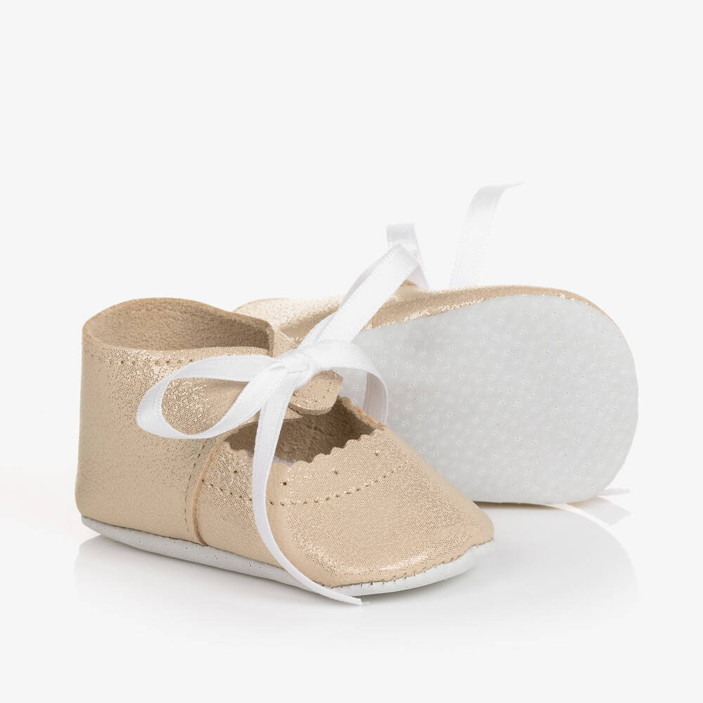 Tartine Et Chocolat Baby Girls Gold Leather Pre-walker Shoes