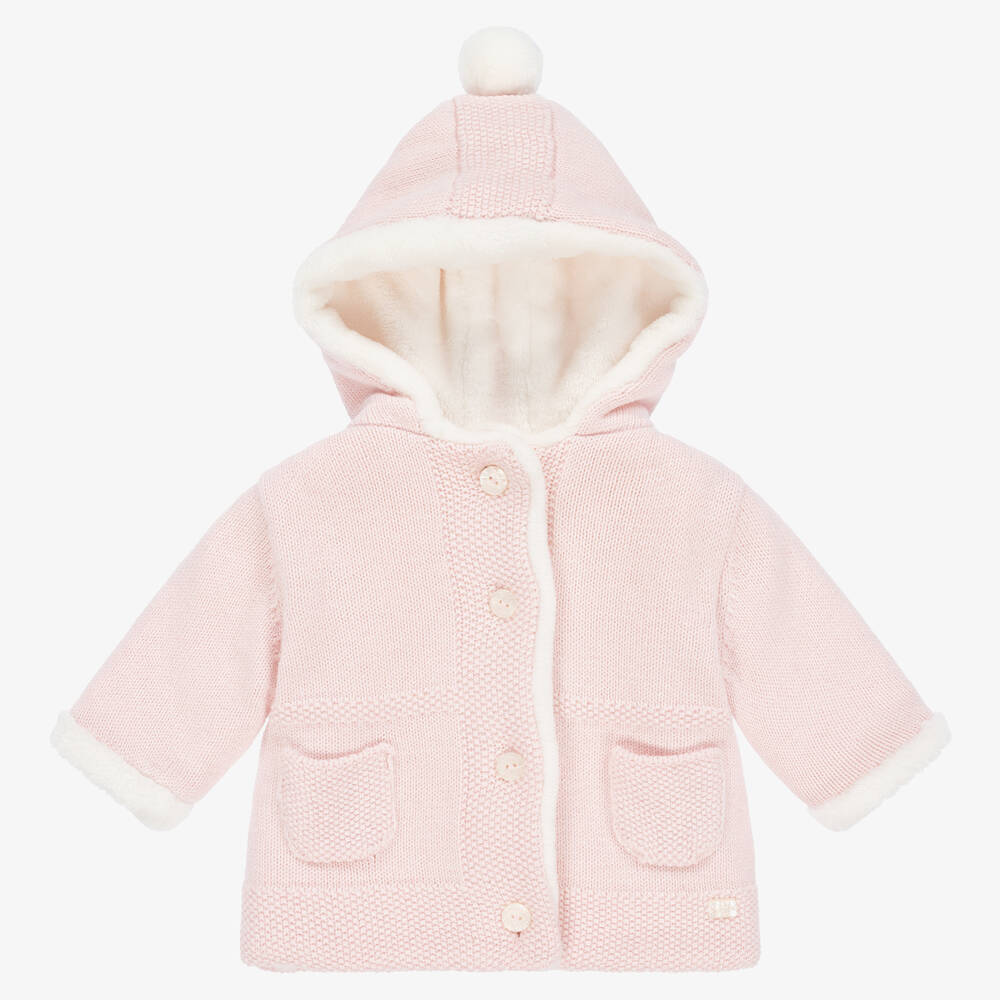 Tartine et Chocolat - Baby Girls Pink Cotton Knit Pram Coat | Childrensalon