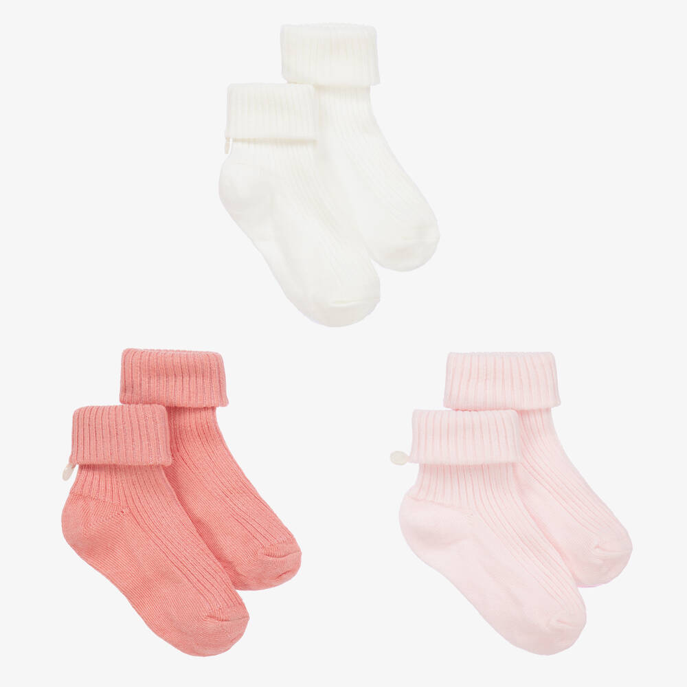 Tartine et Chocolat - Белые и розовые носки из хлопка (3пары) | Childrensalon