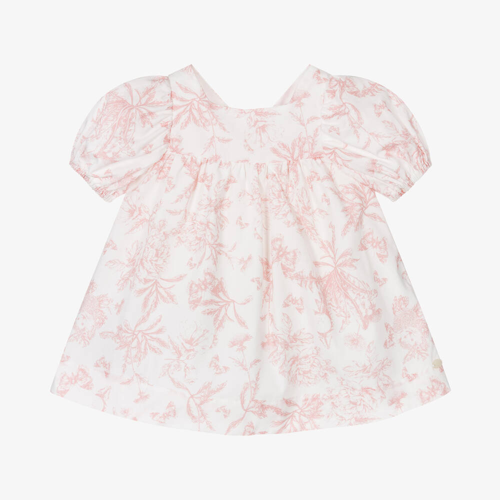 Tartine et Chocolat - Baby Girls Pink Toile Du Jouy Cotton Dress | Childrensalon